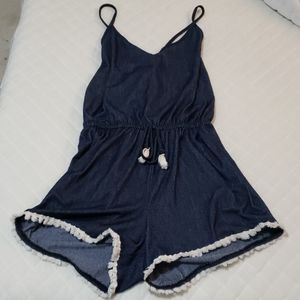 Denim Blue Tassel Romper